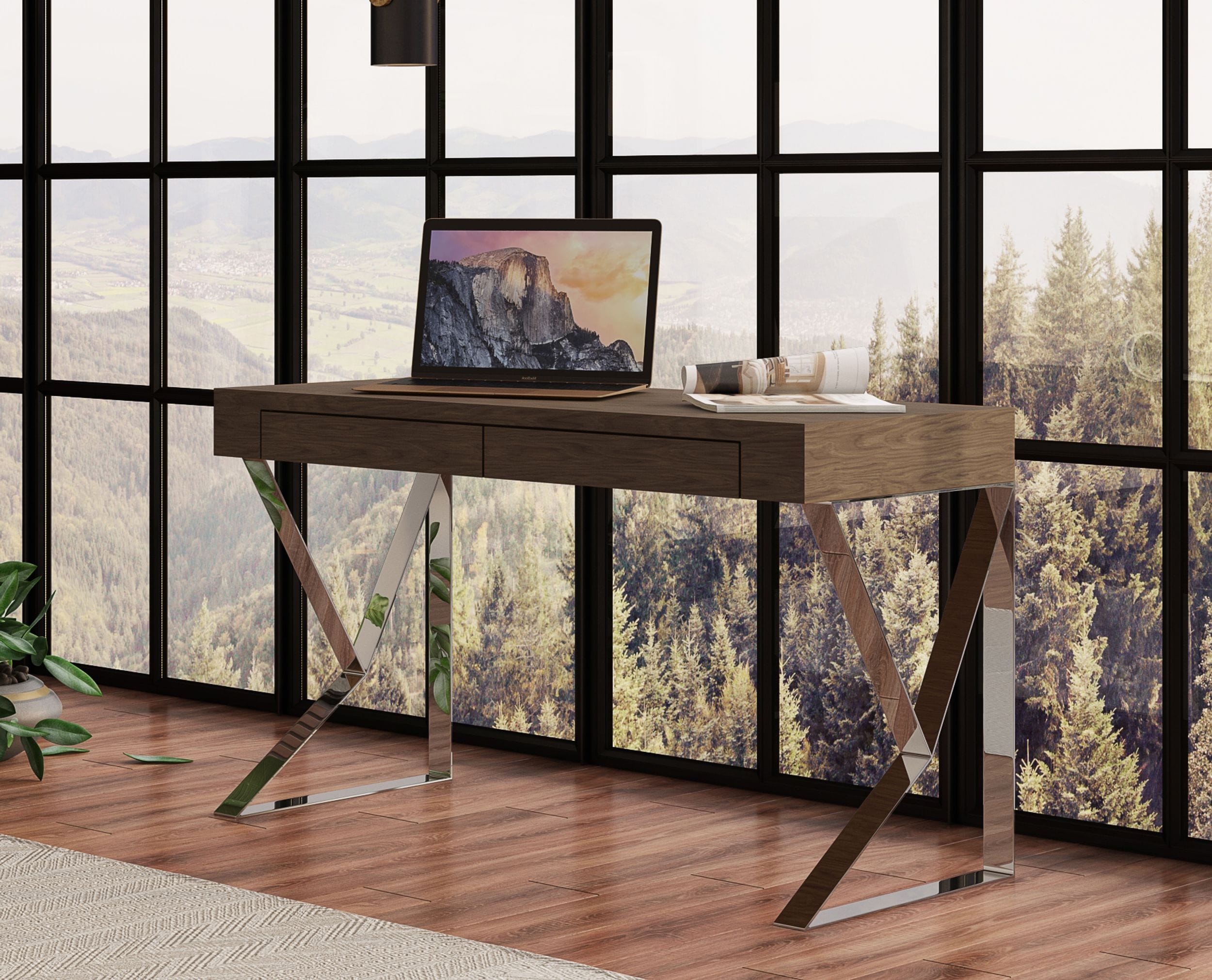 Modrest Ferris Walnut Office Desk | VIG Furniture