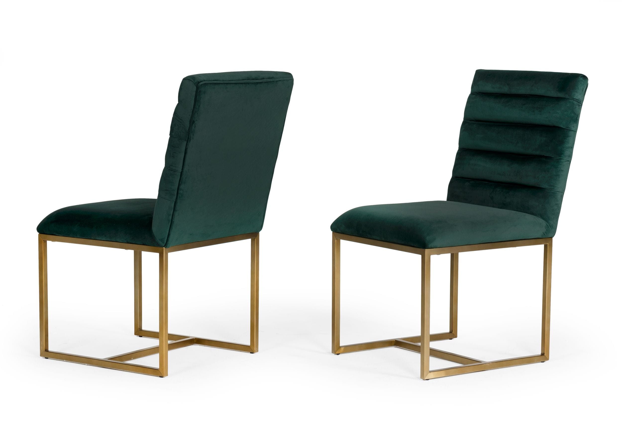 Modrest Barker Green Brush Gold Dining Chair Set of 2 | VIG Furniture