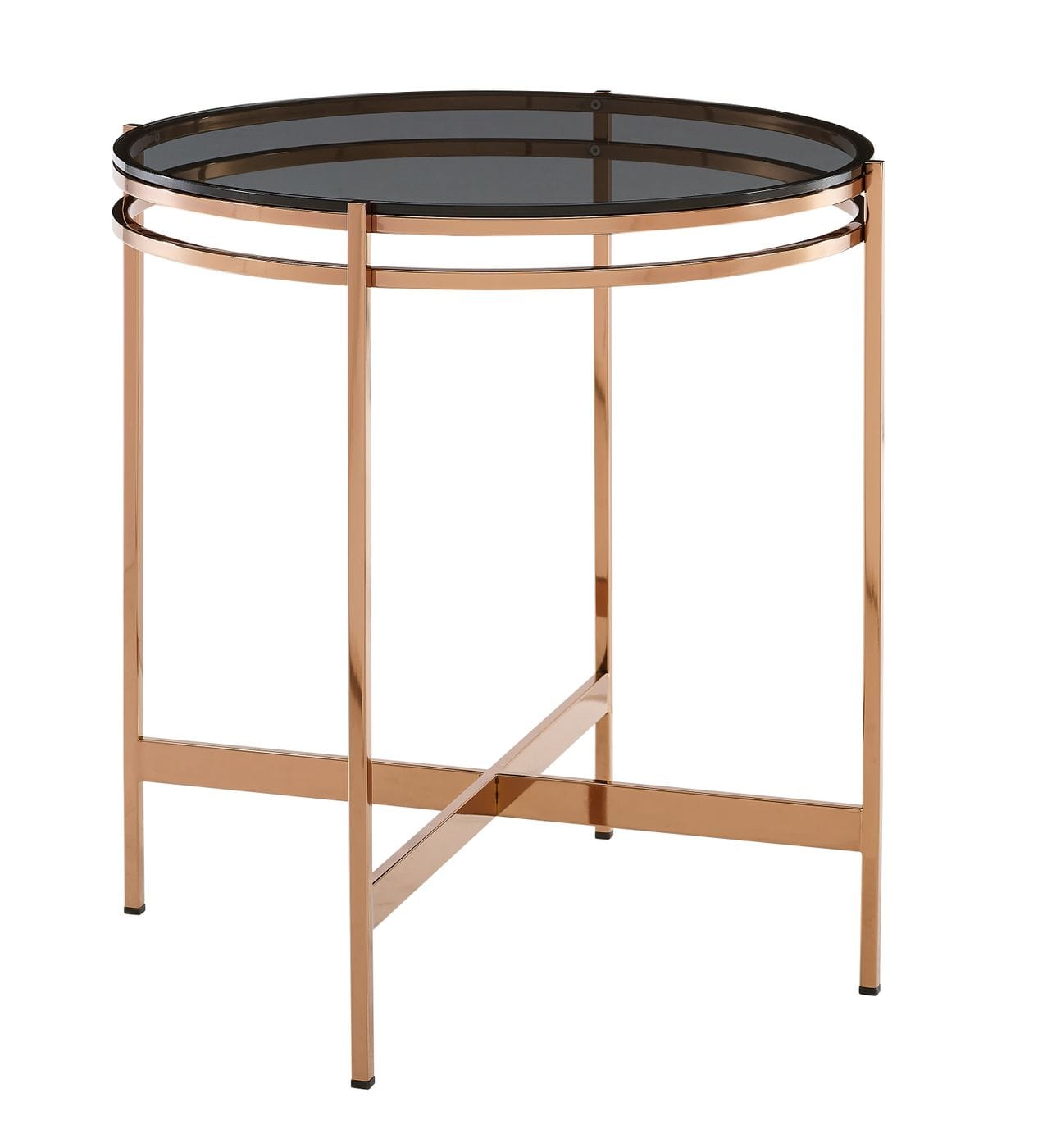 Modrest Bradford Smoked Glass Rosegold Small End Table | VIG Furniture