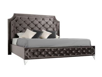 Leilah Transitional Tufted Fabric Bed