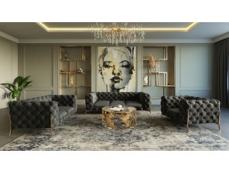 Divani Casa Sheila - Modern Dark Grey Fabric Sofa Set