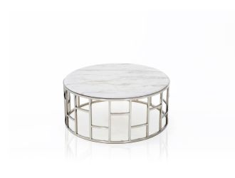 Modrest Silvan Modern Marble & Stainless Steel Coffee Table