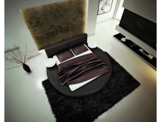 Atlas Modern Black Leather Round Bed