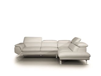 Divani Casa Seth - Modern Light Grey Leather Right Facing Sectional Sofa