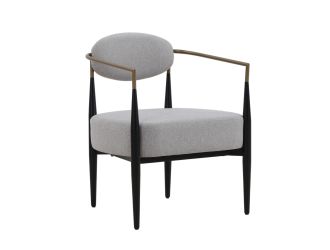Modrest Liberty - Modern Light Grey Fabric + Black & Gold Accent Chair