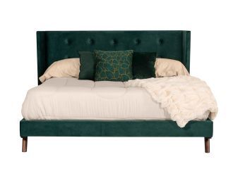 Nova Domus Durango Modern Green Fabric & Walnut Bed