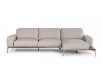 Lamod Italia Villeneuve - Italian Modern Light Grey Leather Right Facing Sectional Sofa