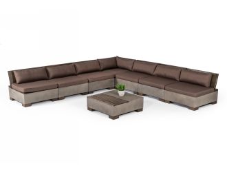 Modrest Delaware - Modern Concrete Modular Sectional Sofa Set with Square Coffee Table