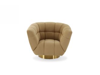 Divani Casa Granby - Glam Mustard and Gold Fabric Chair