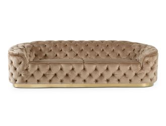 Divani Casa Murdoch - Glam Beige and Gold Fabric Sofa  