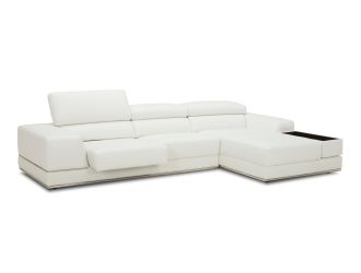 Divani Casa Chrysanthemum Mini - Modern White Leather Right Facing Sectional Sofa