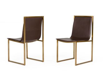 Modrest Dalton - Modern Brown Leatherette Dining Chair (Set of 2)