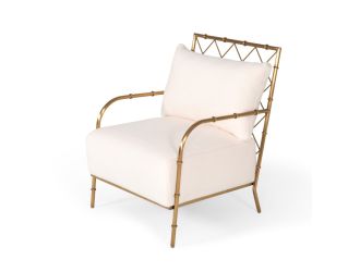 Divani Casa Ignacio - Glam White Velvet & Gold Accent Chair