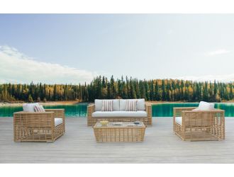 Renava Ko Tao - Outdoor Beige + Wicker Sofa