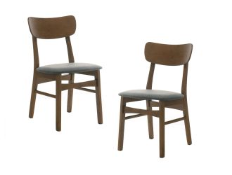 Modrest Castillo - Modern Walnut and  Grey Side Dining Chair (Set of 2)