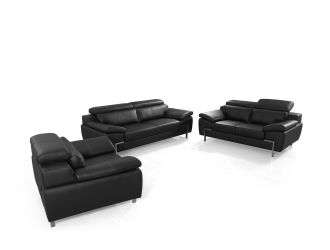 Divani Casa Grange - Modern Black Leather Sofa Set