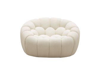 Divani Casa Yolonda - Modern Curved Off-White Fabric Chair