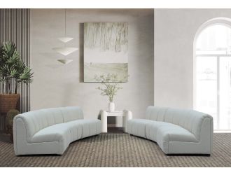 Divani Casa Olandi - Modern White Fabric Curved Sectional Sofa Set