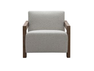 Modrest Rosen - Modern Beige Fabric + Grey Oak Accent Chair