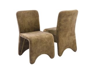 Modrest Ditka - Modern Camel Velvet Dining Chair (Set of 2)