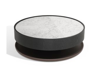 Modrest Miranda - Modern Ceramic + Black Oak Round Coffee Table