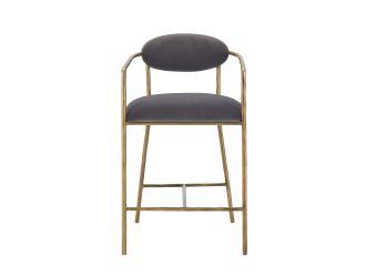 Modrest Baird - Modern Grey Velvet + Brass Counter Chair