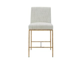 Modrest Beasley - Modern Off-White Linen + Brass Counter Chair