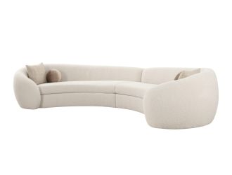 Modrest - Kilmer Modern Off-White Curved Fabric Sectional Sofa