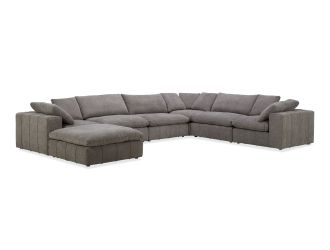 Divani Casa Vicki - Modern Grey Fabric Modular Sectional Sofa + Ottoman