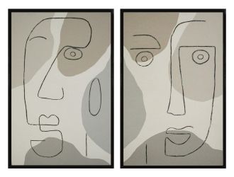 Modrest Faces Silhouette - Modern Painting Set of 2