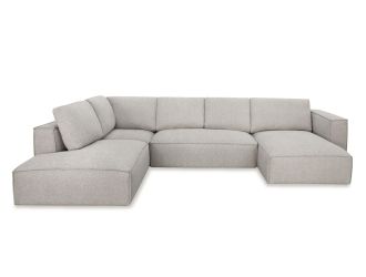 Divani Casa Lulu - Modern Light Grey Fabric Modular Sectional Sofa w/ Right Facing Chaise
