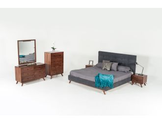 Modrest Addison Mid-Century Modern Grey & Walnut Bedroom Set