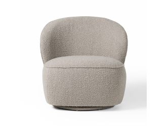 Divani Casa Allis - Glam Grey and Black Fabric Swivel Accent Chair 