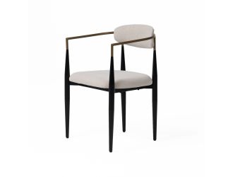 Modrest Buchtel - Mid-Century Modern Light Grey + Gold Arm + Black Dining Chair