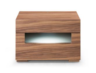 Modrest Ceres - Contemporary LED Walnut Nightstand