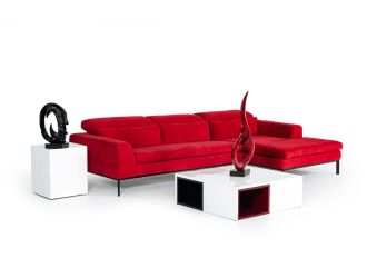 Divani Casa Clayton Modern Red Fabric Sectional Sofa