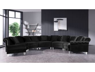 Divani Casa Darla - Modern Black Velvet Circular Sectional Sofa