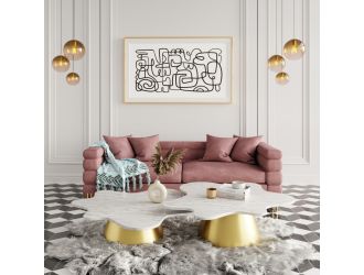 Divani Casa Branson - Pink Velvet Sofa