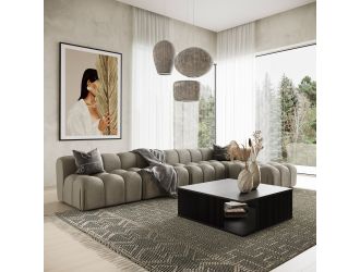 Divani Casa Juniper - Modern Grey Fabric Modular Corner Seat