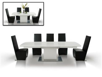 A&X Centro Modern White Crocodile Dining Table
