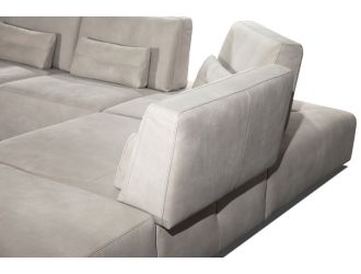 Lamod Italia Hollywood - Italian Light Grey Leather RAF Chaise Sectional Sofa