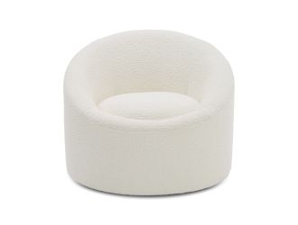 Modrest Frontier - Glam White Fabric Accent Chair