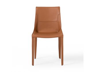Modrest Halo - Modern Cognac Saddle Leather Dining Chair Set of Two
