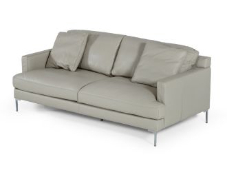 Divani Casa Janina - Modern Light Grey Leather Sofa