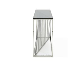 Modrest Trinity Modern Glass & Stainless Steel Console Table