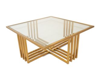 Modrest Kodiak - Glam Clear Glass and Gold Glass Coffee Table