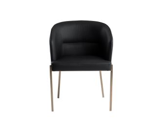 Modrest Kravitz - Modern Dark Grey Vegan Leather + Antique Brass Dining Chair
