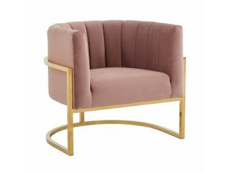 Modrest Landau - Modern Pink Velvet & Gold Stainless Steel Accent Chair