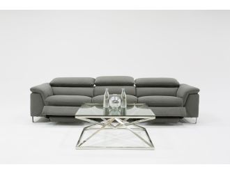 Divani Casa Maine Modern Grey Velvet Sofa w/ Electric Recliners