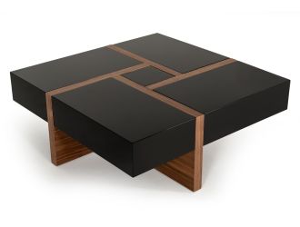 Modrest Makai Modern Black & Walnut Coffee Table